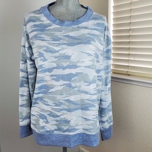 Splendid Blue Gray and White Camo Print Sweatshirt Small NWT